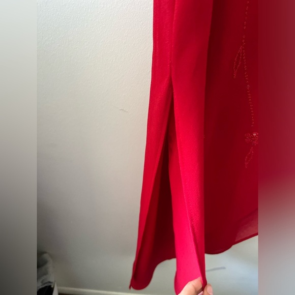 Vintage Dollar Red Formal/Prom Sequin Slit Asymmetrical Dress - Picture 9 of 16